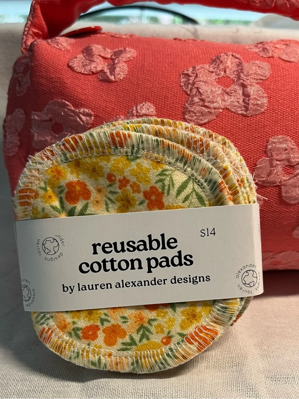 Lauren Alexander Designs Floral Reusable Cotton Pads & Floral Makeup Bag